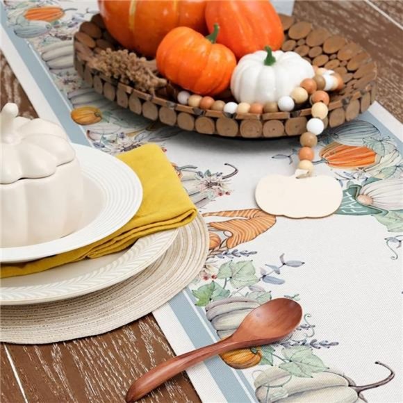 Table Runner 13x72 Inch, Pumpkins Table Decoration Kitchen Dinning Thanksgiving - Picture 3 of 6